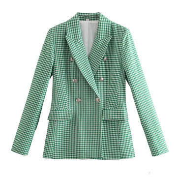 Kirana Plaid Print Blazer - SunsetFashionLA